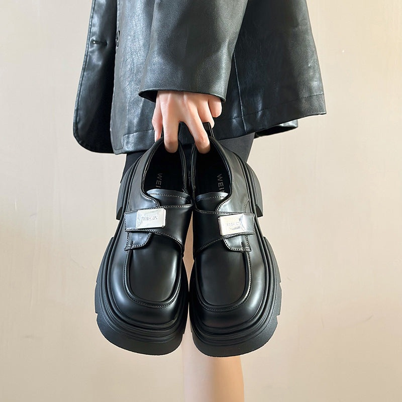 Fashion Metal Buckle Small Leather Shoes
