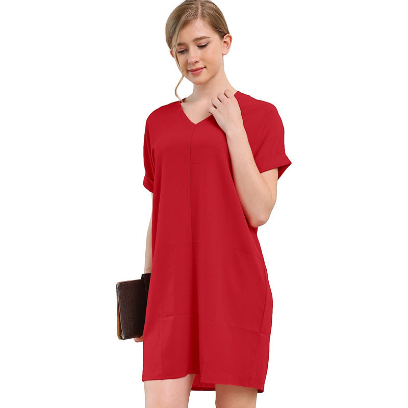 Casual V-n Collar Short Sleeve Home Decoration Dress
