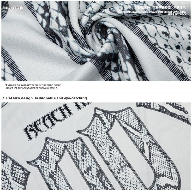 Snake Scale Design Mesh Jersey Short Sleeve T-shirt Loose
